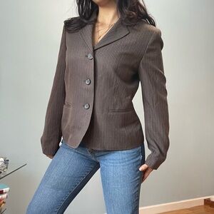 Jones Wear Chocolate Pinstripe Blazer